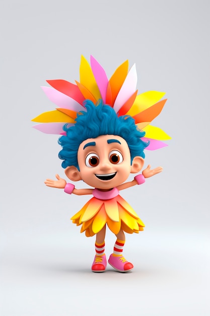 Foto gratuita personaje de carnaval divertido en 3d