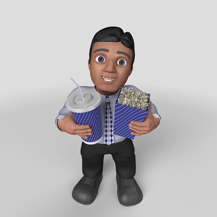 Foto gratuito personaje comercial de dibujos animados en 3d