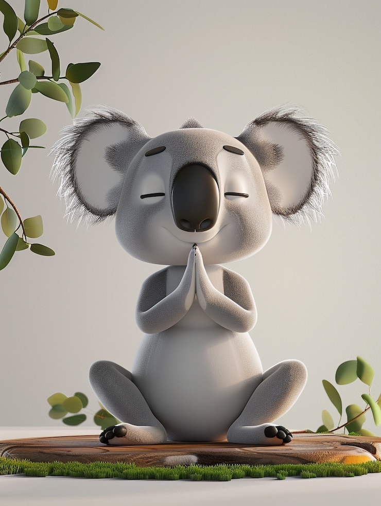Foto gratuito personaje de dibujos animados en 3d practicando yoga y meditación