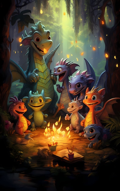 Personaje de dibujos animados de dragón