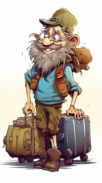 Foto gratuita un personaje de dibujos animados viajando