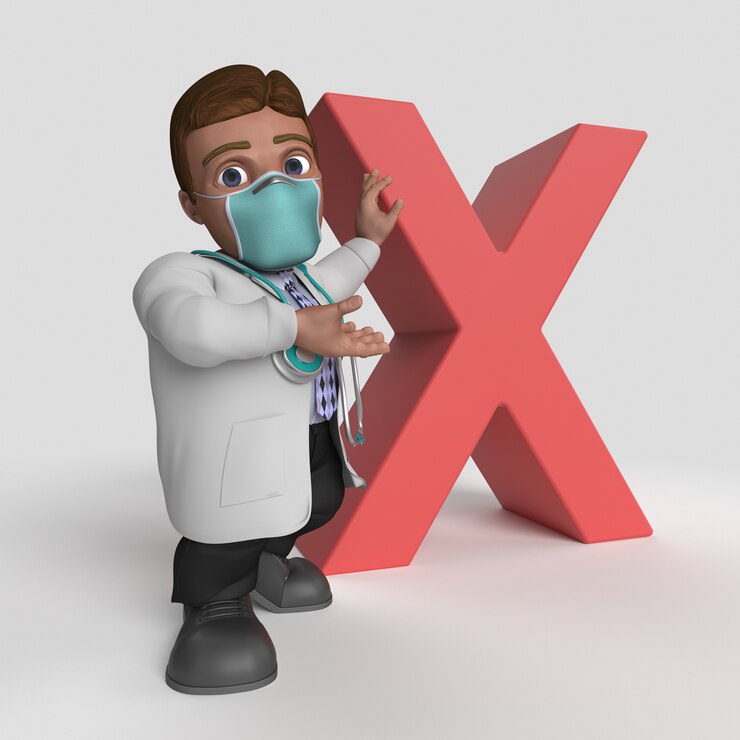 Foto gratuito personaje de doctor de dibujos animados 3d en mascarilla
