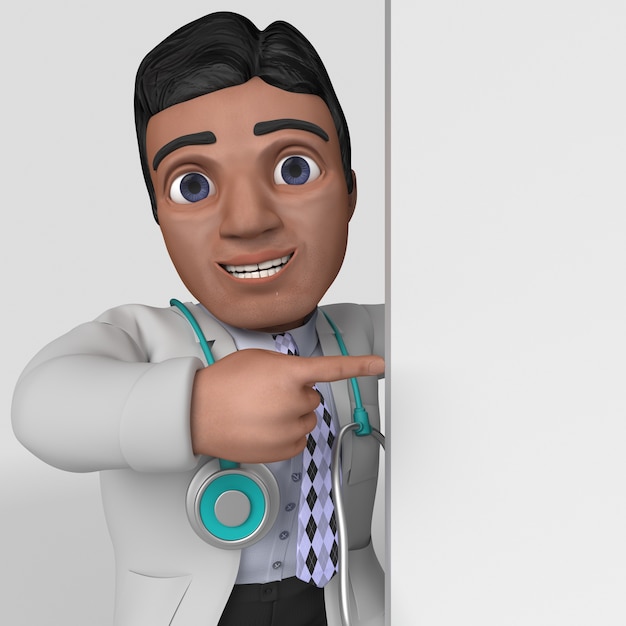 Foto gratuita personaje de doctor de dibujos animados 3d