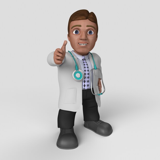 Personaje de doctor de dibujos animados 3D