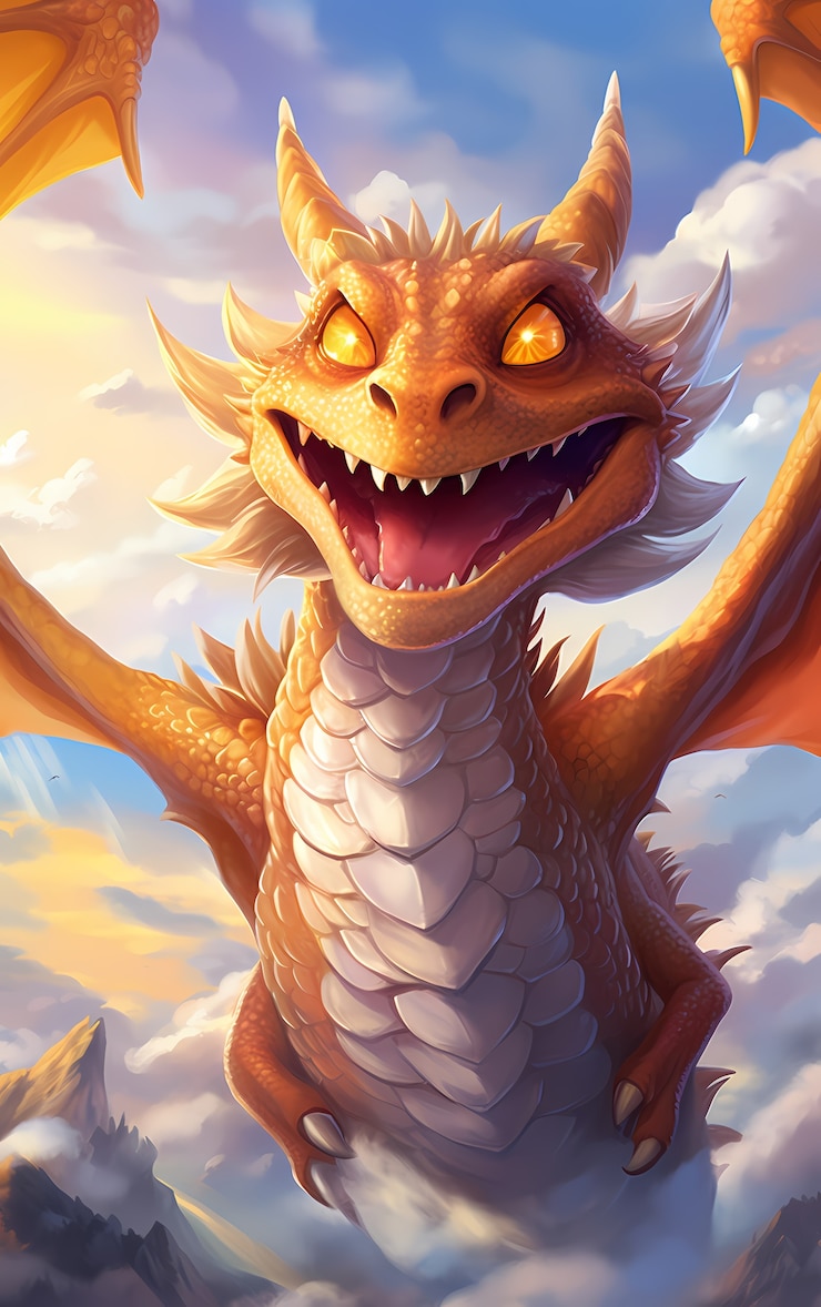 Foto gratuito personaje de dragón de dibujos animados