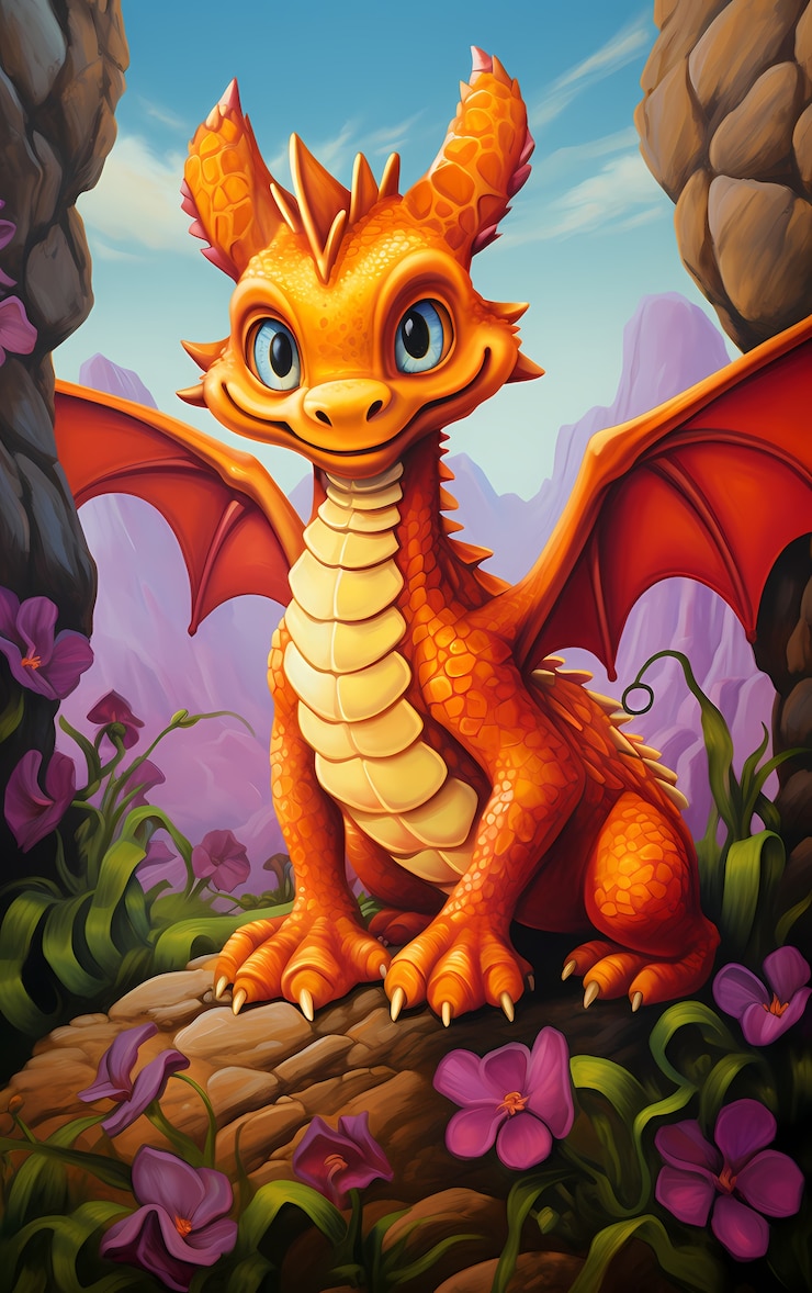 Foto gratuito personaje de dragón de dibujos animados