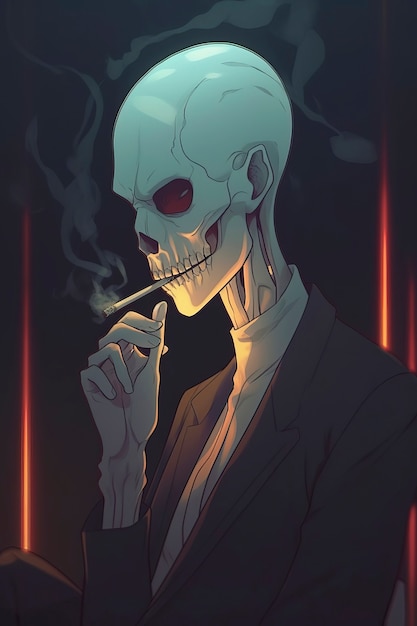 Foto gratuita personaje de estilo anime con cigarrillo