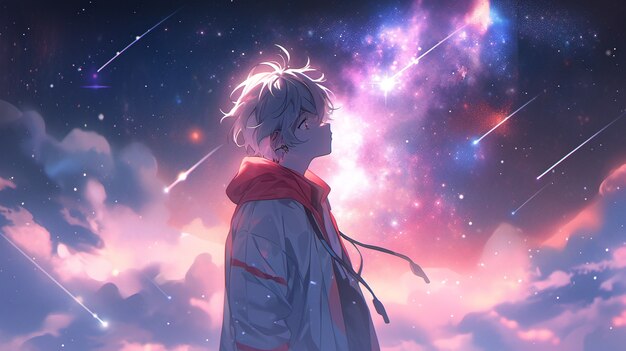 Personaje de estilo anime en el espacio