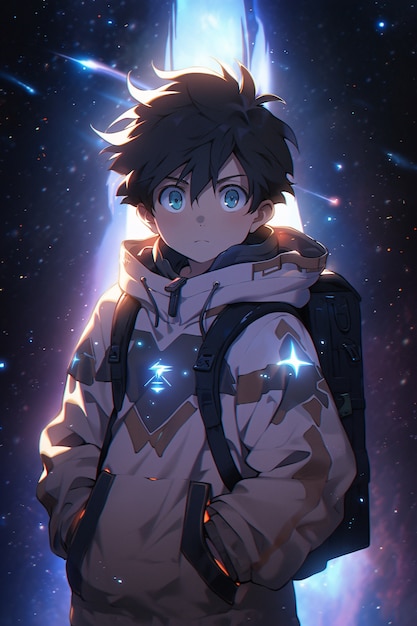 Personaje de estilo anime en el espacio