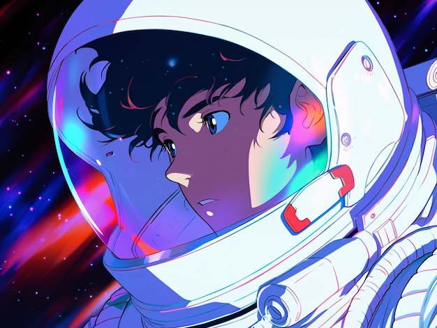 Personaje de estilo anime en el espacio