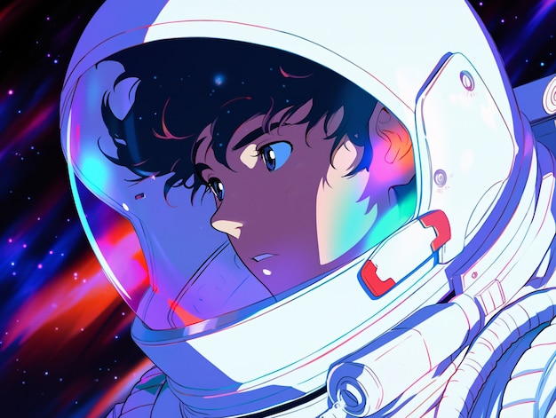 Foto gratuita personaje de estilo anime en el espacio