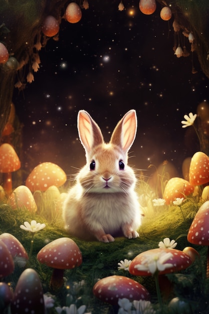 Foto gratuita personaje de fantasía del conejo de pascua