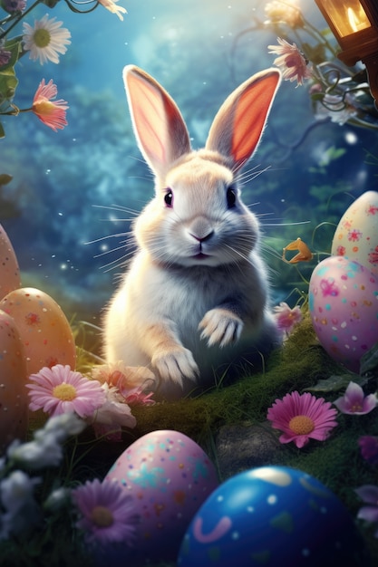 Foto gratuita personaje de fantasía del conejo de pascua