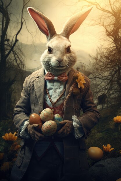 Foto gratuita personaje de fantasía del conejo de pascua