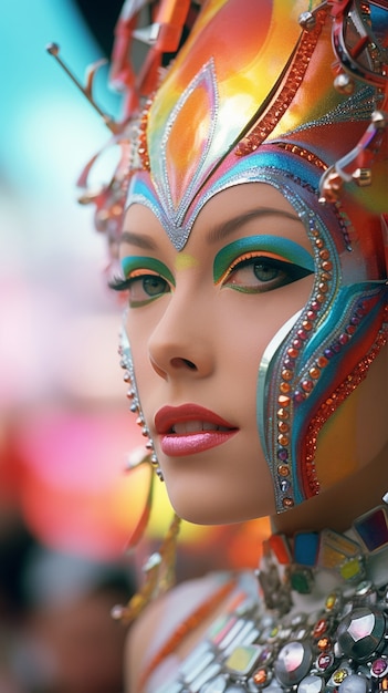 Personaje futurista en el retrato del carnaval