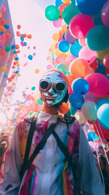 Personaje futurista en el retrato del carnaval