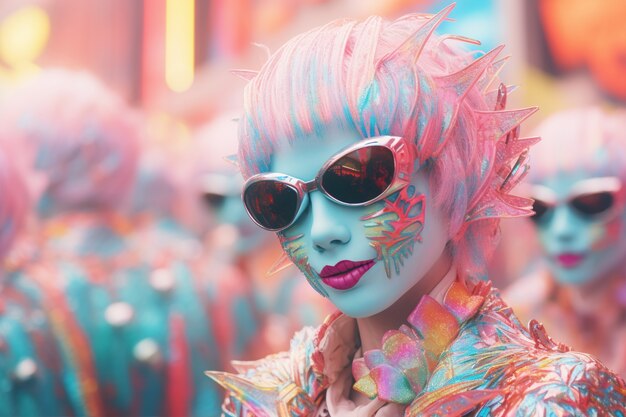 Personaje futurista en el retrato del carnaval