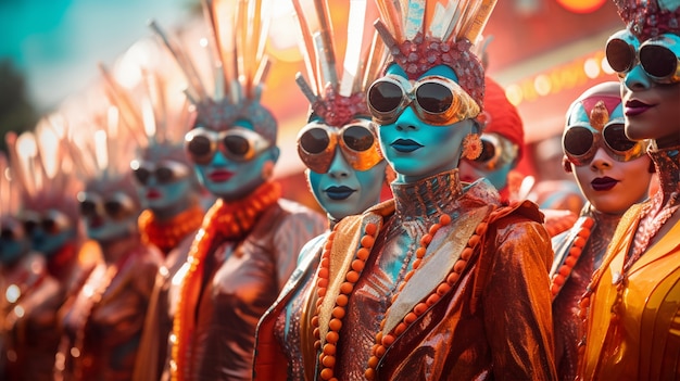 Foto gratuita personaje futurista en el retrato del carnaval