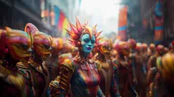 Foto gratuita personaje futurista en el retrato del carnaval