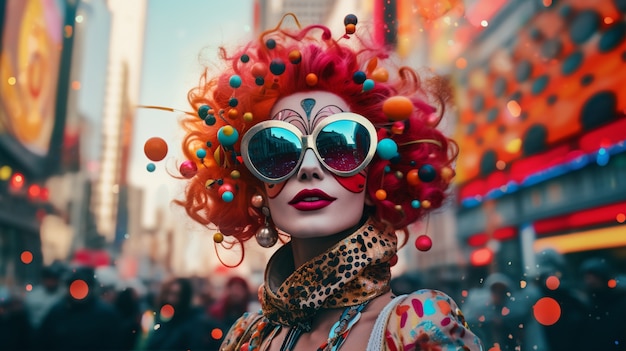 Foto gratuita personaje futurista en el retrato del carnaval