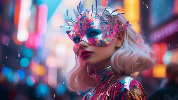 Foto gratuita personaje futurista en el retrato del carnaval