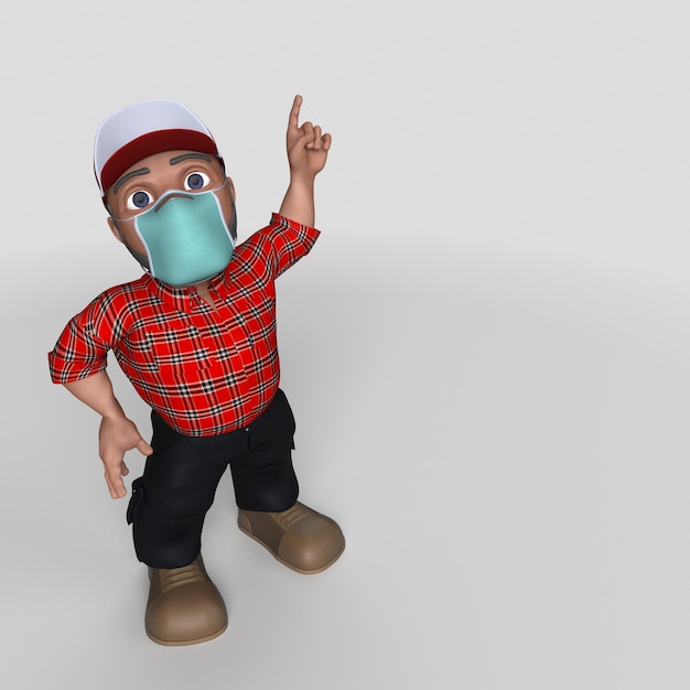 Personaje de leñador de dibujos animados modelo 3d