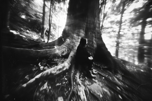 Foto gratuita un personaje misterioso en el bosque.