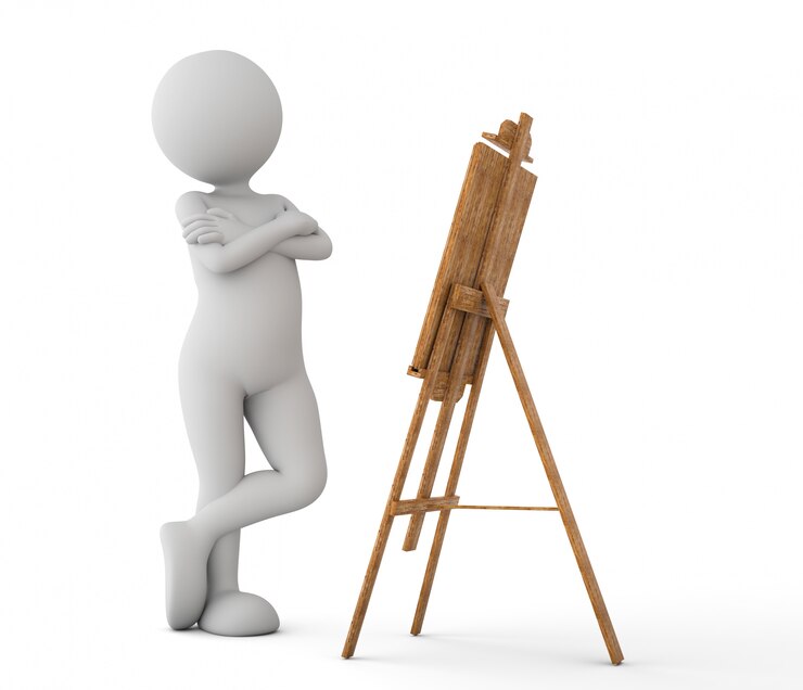 Foto gratuito personaje pensativo mirando un lienzo