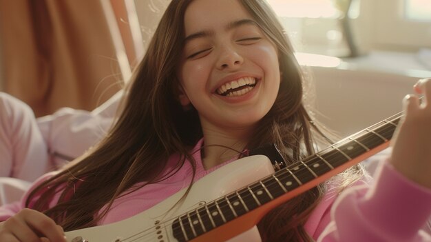 Foto gratuita personaje tocando la guitarra eléctrica