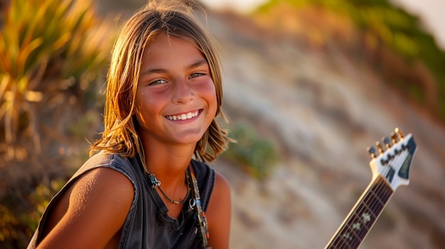 Foto gratuita personaje tocando la guitarra eléctrica