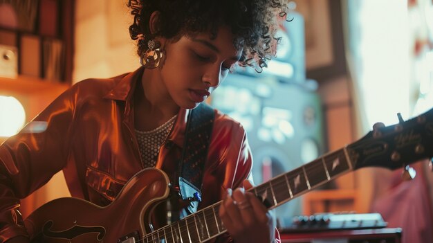 Personaje tocando la guitarra eléctrica