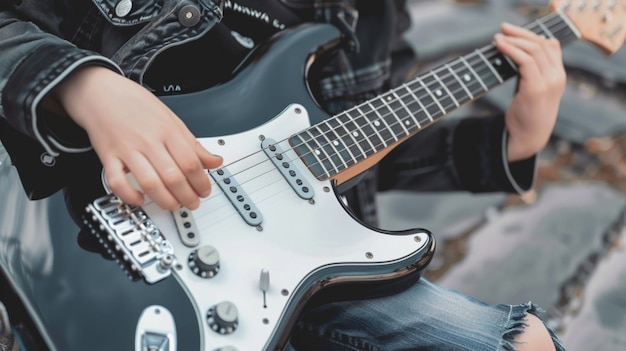 Personaje tocando la guitarra eléctrica