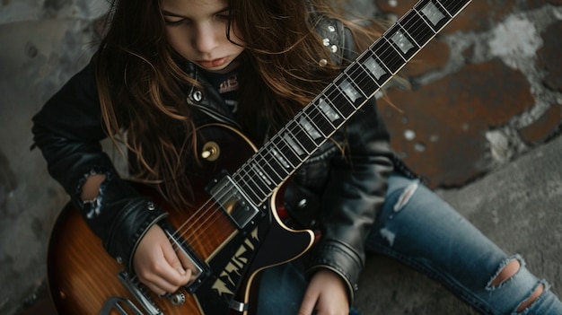 Personaje tocando la guitarra eléctrica