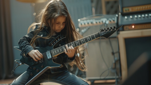 Foto gratuita personaje tocando la guitarra eléctrica