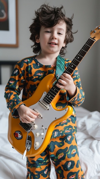 Foto gratuita personaje tocando la guitarra eléctrica