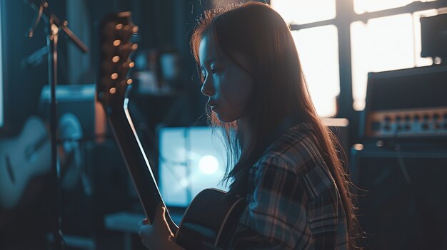 Foto gratuita personaje tocando la guitarra eléctrica