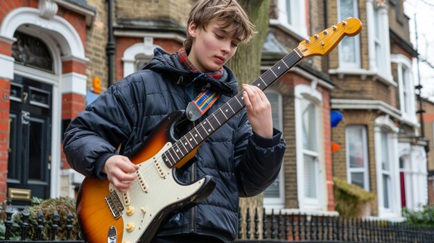 Personaje tocando la guitarra eléctrica