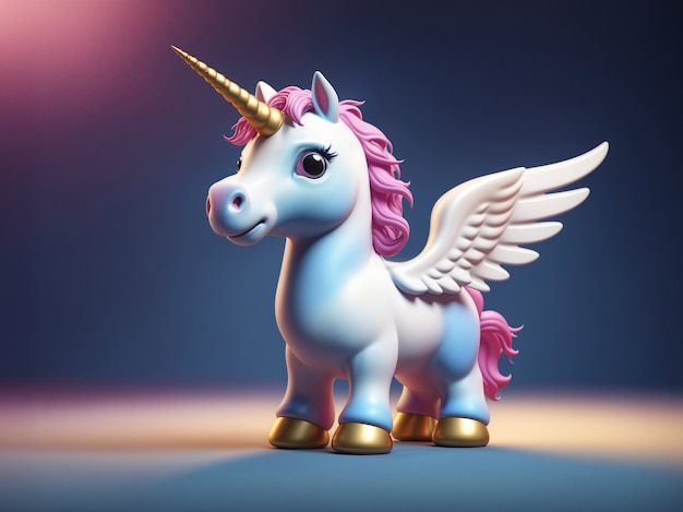 Un personaje de unicornio en 3D.