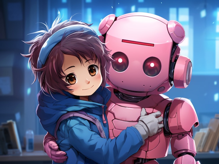 Foto gratuito personajes de anime de tomas medias abrazándose