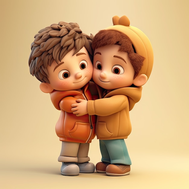 Foto gratuita los personajes de dibujos animados se abrazan.