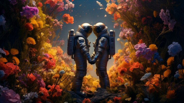 Foto gratuito personajes de fantasía experimentando el amor