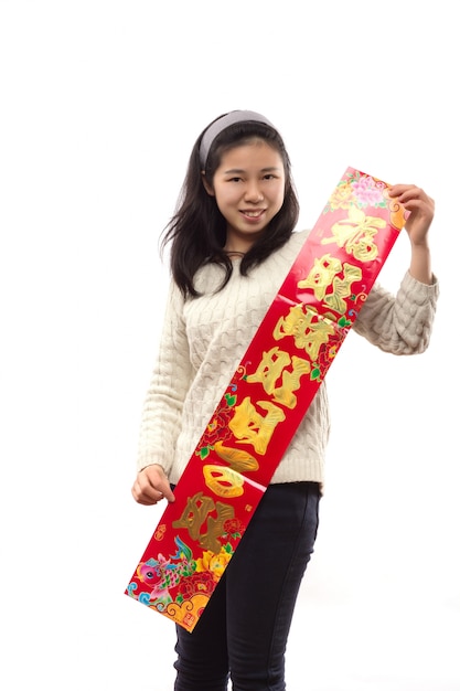 personas cheongsam celebración de papel año
