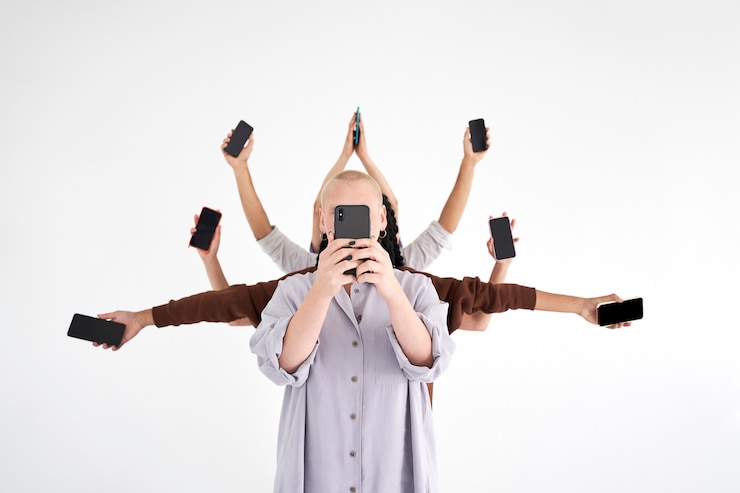 Foto gratuito personas conectadas en las redes sociales