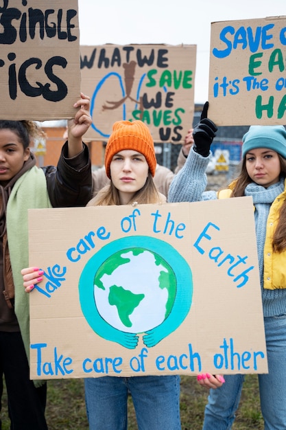 Personas protestando por el día mundial del medio ambiente.