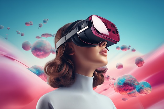 Foto gratuita personas que usan gafas futuristas de realidad virtual de alta tecnología