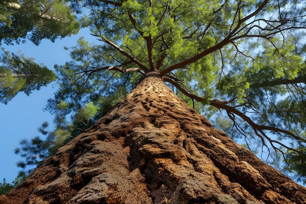 Perspectiva de ángulo bajo de un árbol con un hermoso dosel