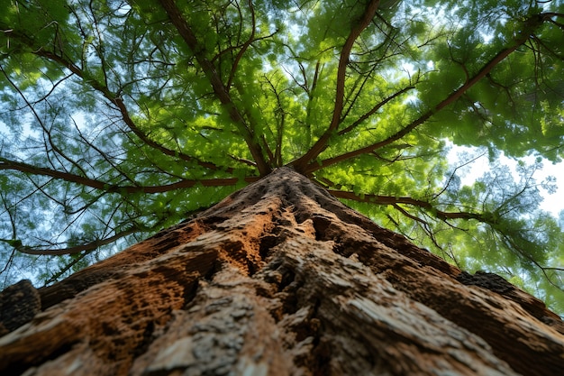 Perspectiva de ángulo bajo de un árbol con un hermoso dosel