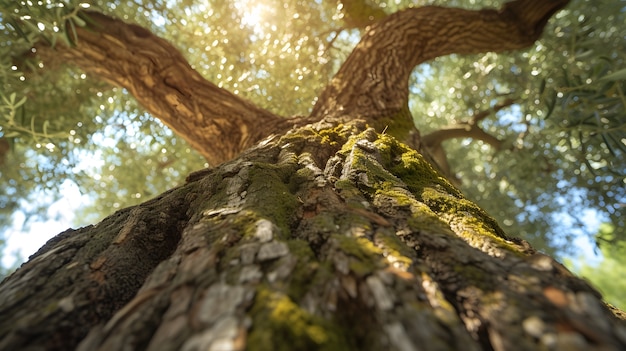 Perspectiva de ángulo bajo de un árbol con un hermoso dosel