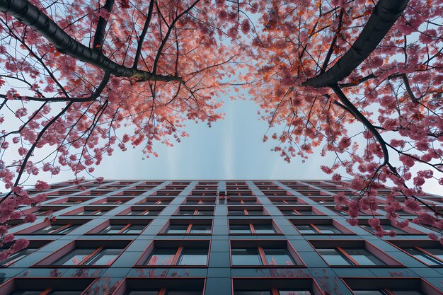 Perspectiva de ángulo bajo de un árbol con un hermoso dosel