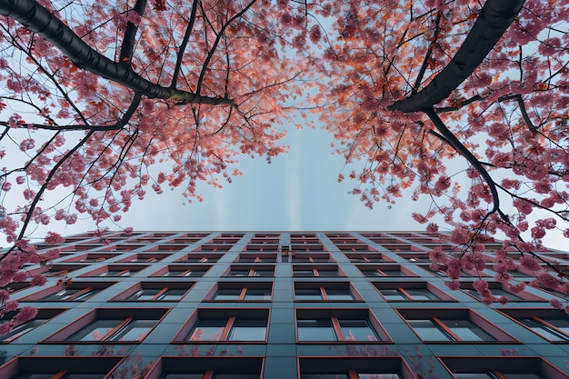 Perspectiva de ángulo bajo de un árbol con un hermoso dosel